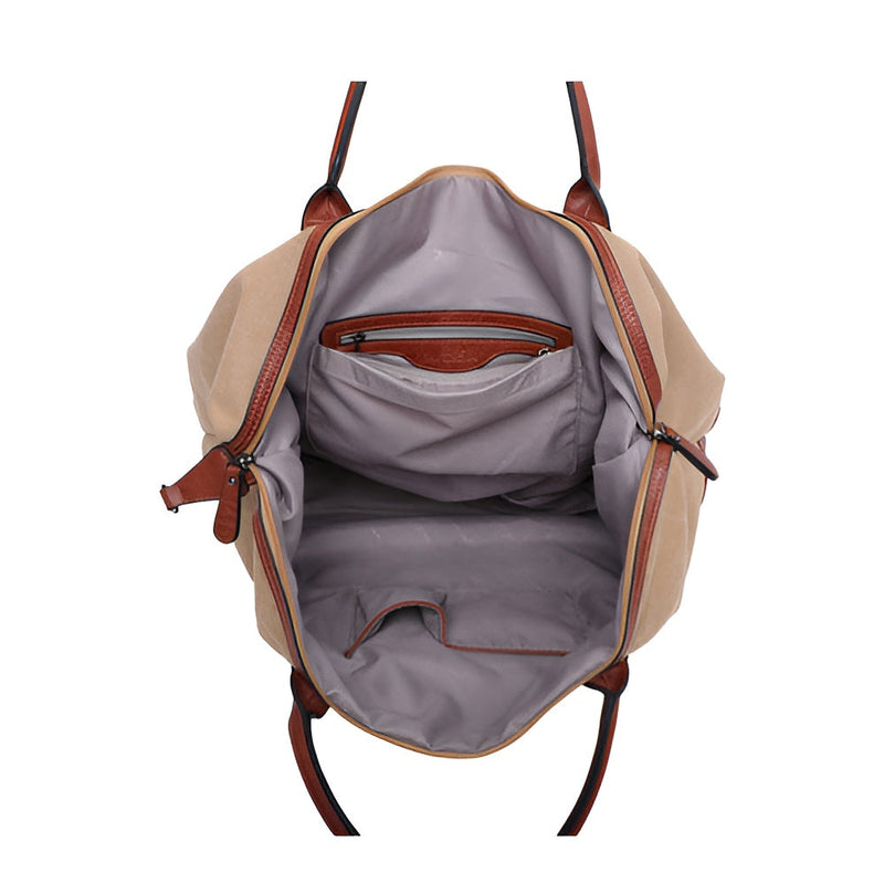 Sanya - Zweifarbige Reisetasche aus Leder | Hochwertige Umhängetasche mit Reißverschluss