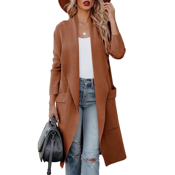 Langer Damen Cardigan mit Taschen – Bequemer und modischer Strickmantel für den Alltag