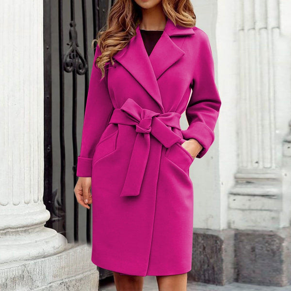 Eleganter Kaschmir-Trenchcoat für Damen mit Knopfsystem in lebhaften Farben