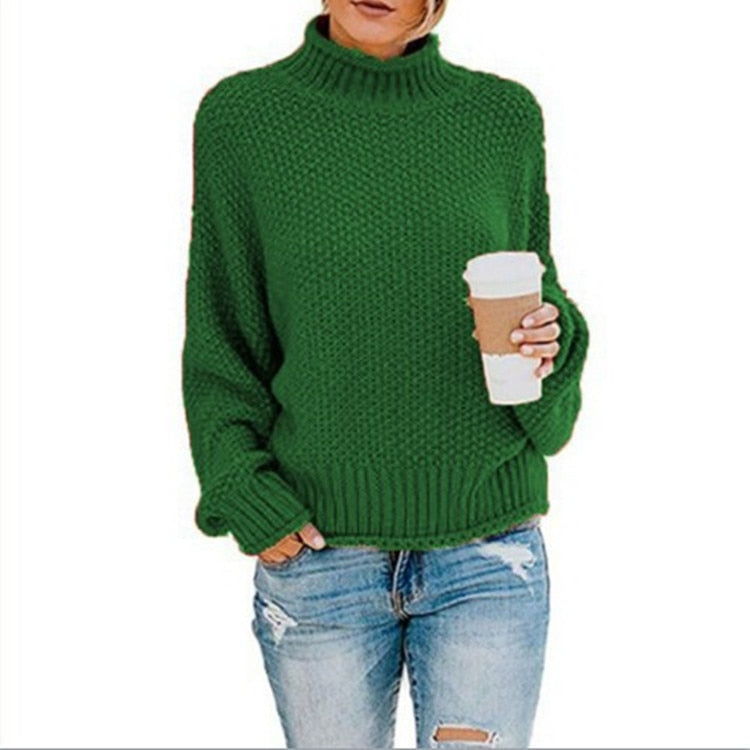 Kuscheliger Damen Strickpullover – Lockerer Rollkragenpullover für Herbst und Winter, ideal für lässige Freizeitlooks