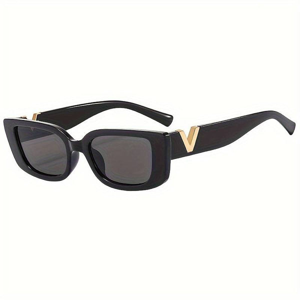 Bella – Sonnenbrille im V-Stil Schwarz-Gold | Vintage Sunglasses Women