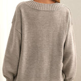 Beiger Damen Pullover mit V-Ausschnitt – Kuscheliger Oversize-Look für Herbst und Winter