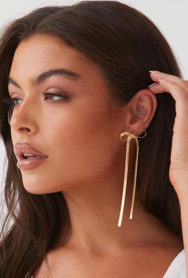 MODA - Schleifenohrringe 14K vergoldet | Damen Ohrringe | Elegantes Luxus Ohrringe für Frauen